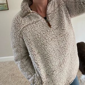 Cream/light pink sherpa jacket